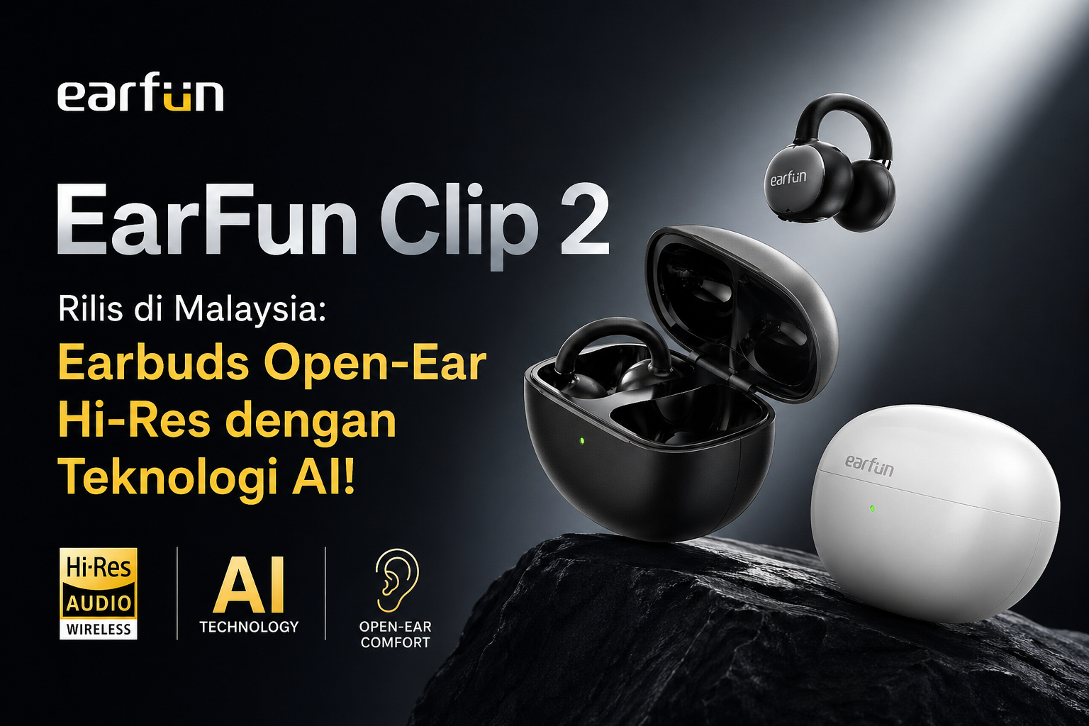 EarFun Clip 2 Rilis di Malaysia: Earbuds Open-Ear Hi-Res dengan Teknologi AI!