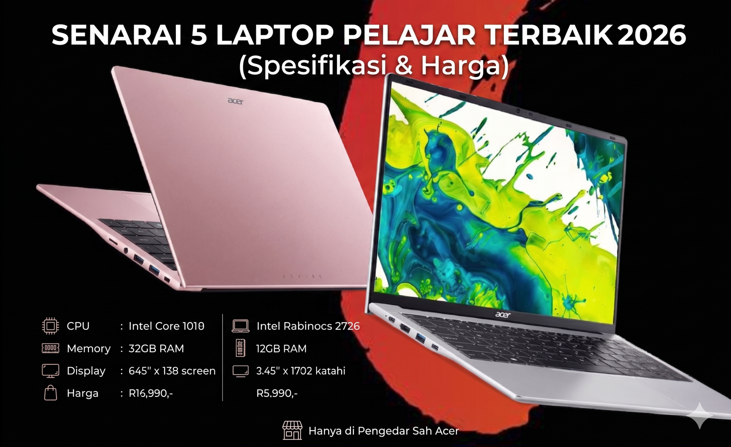 Senarai 5 Laptop Pelajar Terbaik 2026 (Spesifikasi & Harga)